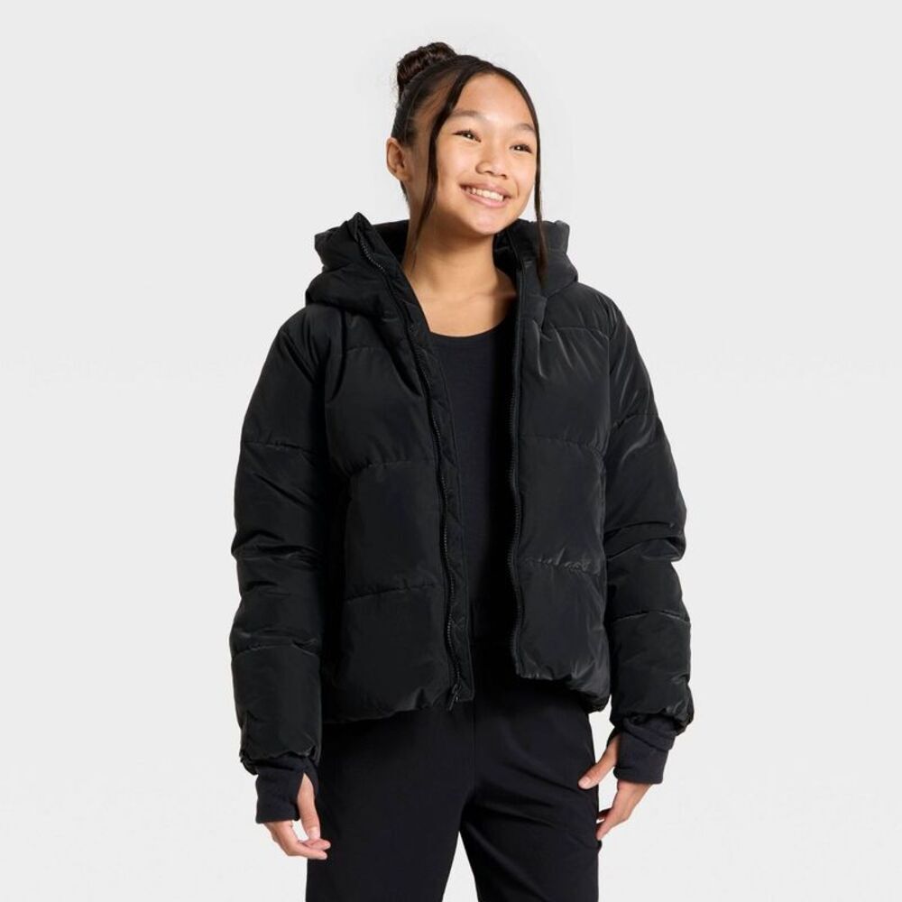 Girls' Puffer Jacket - All In Motion Black S